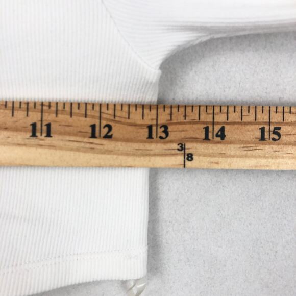 ANWND Women's White Long Sleeve Rib Knit Cropped Top with String Tie - S/M - Picture 14 of 15